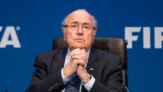 FIFA president Sepp  Blatter attends  a news conference following the FIFA Executive Committee meeting in Zurich, Switzerland, on Saturday, May 30, 2015.