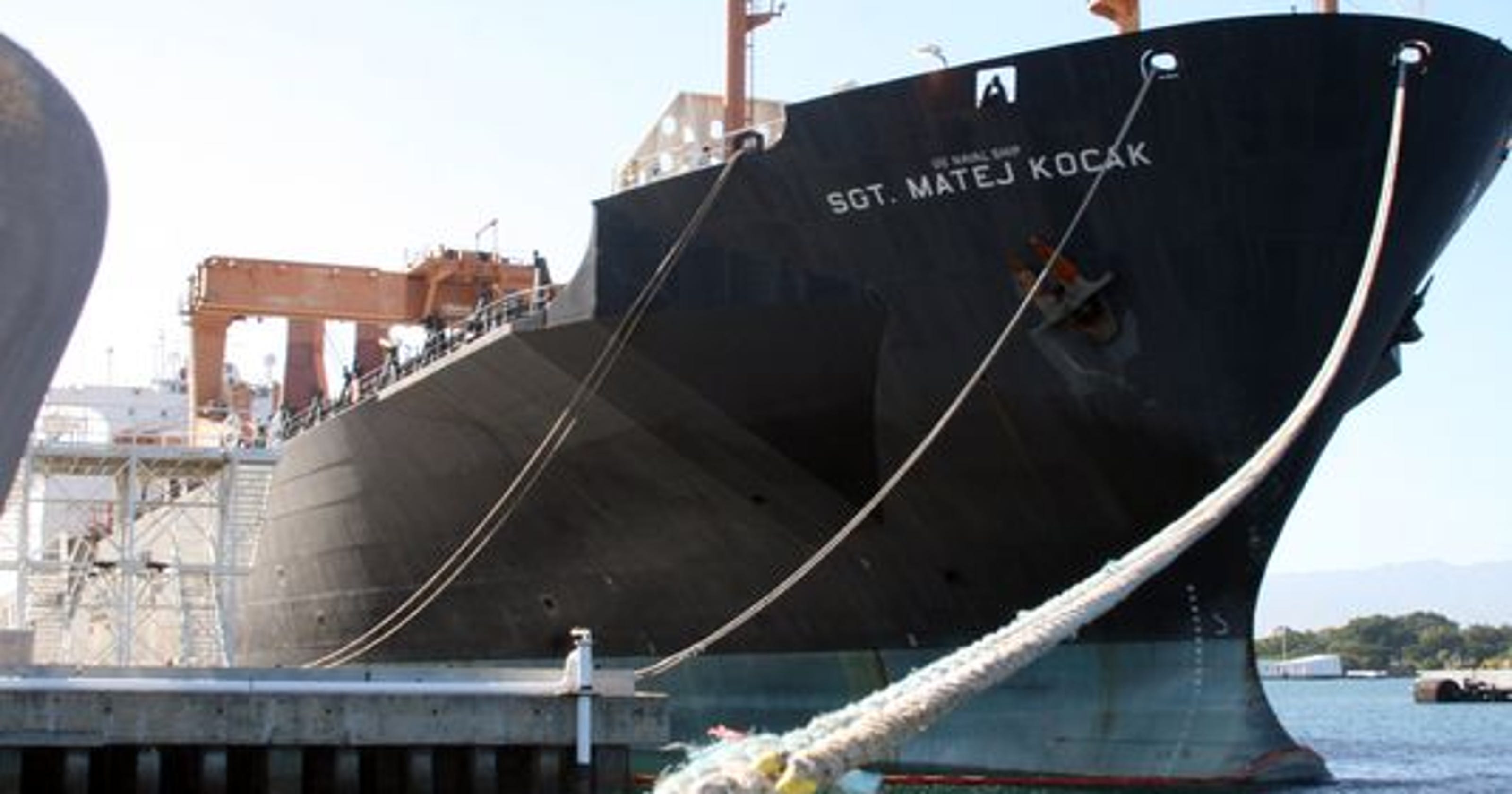 Navy Container Ship Carrying Troops Runs Aground