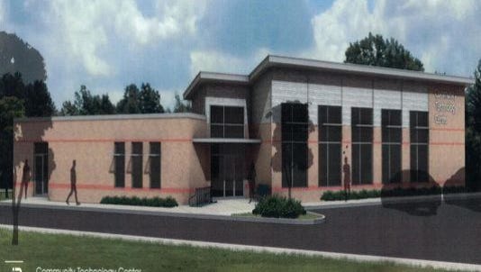 This is a rendering of a  Community Learning Center project that the Linebaugh Library Board proposes to build by early 2017 on the Hobgood Elementary School campus in east Murfreesboro.