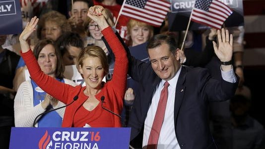 Ted Cruz and Carly Fiorina in Indianapolis on Wednsda.y