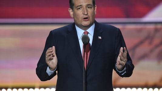 Sen. Ted Cruz, R-Texas, speaks during the 2016 Republican National Convention in Cleveland on July 20, 2016.