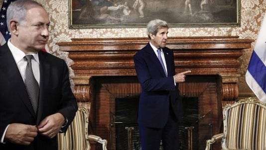 Secretary of State John Kerry in his meeting with Israeli Prime Minister Benjamin Netanyahu in Rome, Italy, in June 2016.