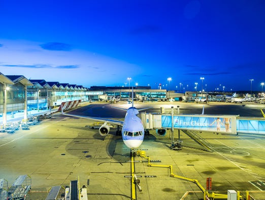 A Thomas Cook Boeing 757-200 rests at the gate in Birmingham,