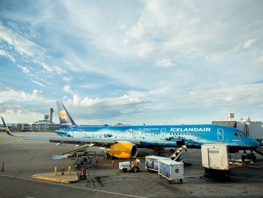 An Icelandair Boeing 757 with a very unique paint scheme