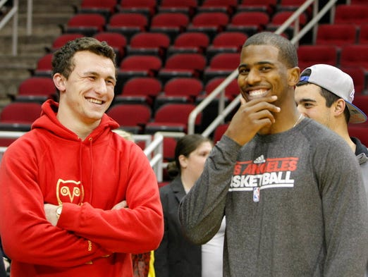Jan. 15, 2013: Johnny Manziel chats with the Los Angeles
