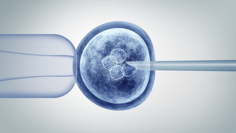 Gene editing a blue stem cell.