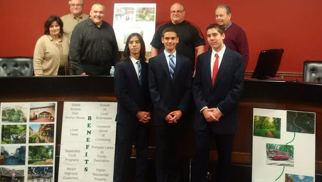 American Enterprise Team of the Pompton Lakes High School Future Business Leaders of America Club presented a plan to the Pompton Lakes Borough Council. The club presented ideas on how to redevelop the property formerly owned by DuPont.