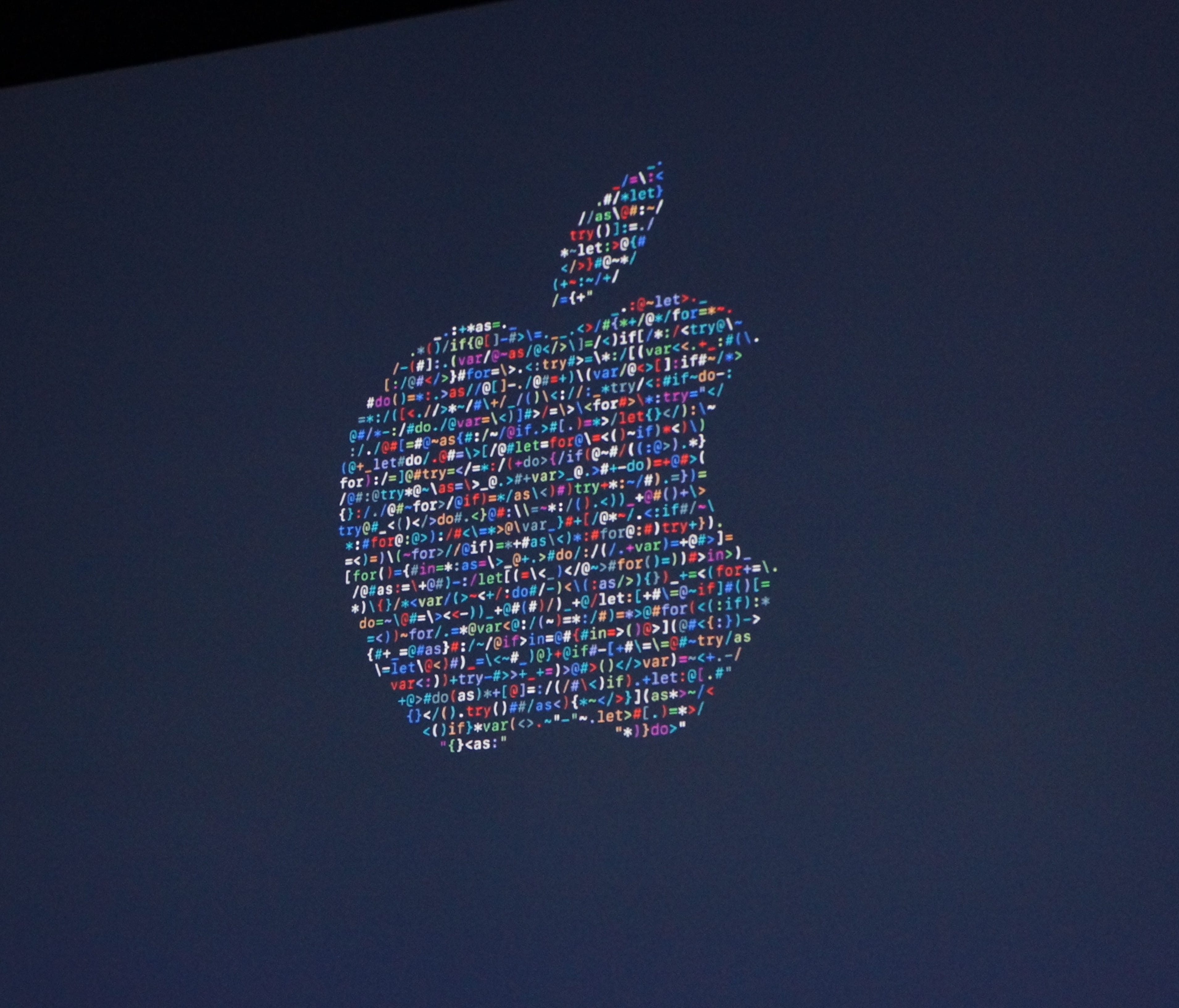 Apple's logo on screen at company's Worldwide Developer Conference in June 2016.