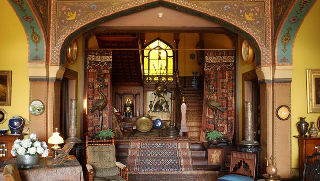 Olana’s Middle Eastern inspired Court Hall, with objects collected by Frederic and Isabel Church, and stencils designed by the artist.