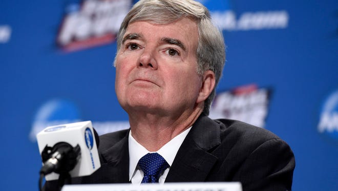 NCAA president Mark Emmert said as recently as last year that paying college athletes would hurt traditions.