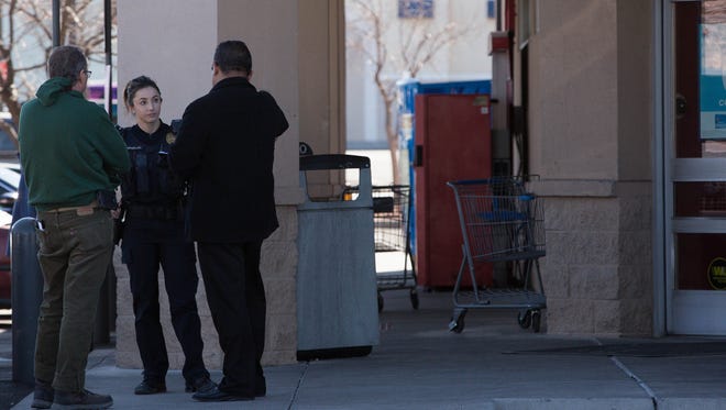 Las Cruces Police Officers responded to a robbery at the Walgreens on Lohman.  Wednesday January 24, 2018. The suspect had stolen oxicodone from the pharmacy and was later caught on Willow street.