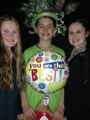 Hunter Malvitz with two of his biggest fans after the Saturday night performance of "Dr. Dolittle Jr." at Southern Door Auditorium.          That's Gretchen Mueller, left, and Dana Mueller.