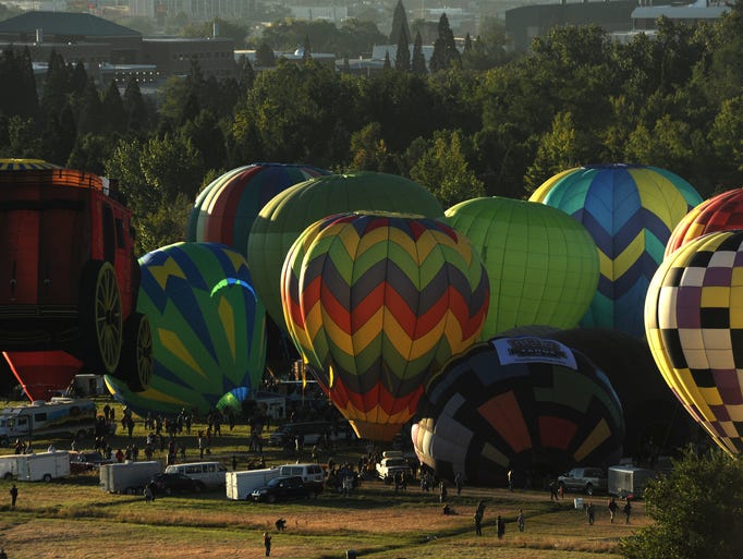 Hot air balloons launch from Rancho San Rafael Park