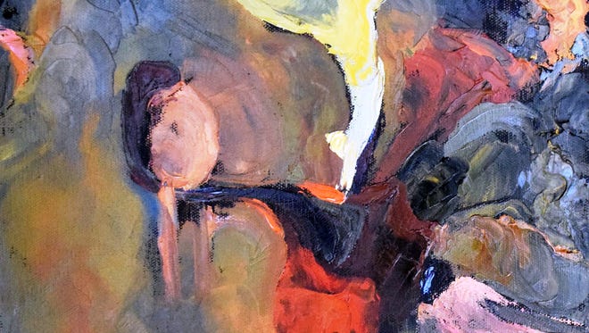"Bursting," a new abstract by Nina Cobb Walker