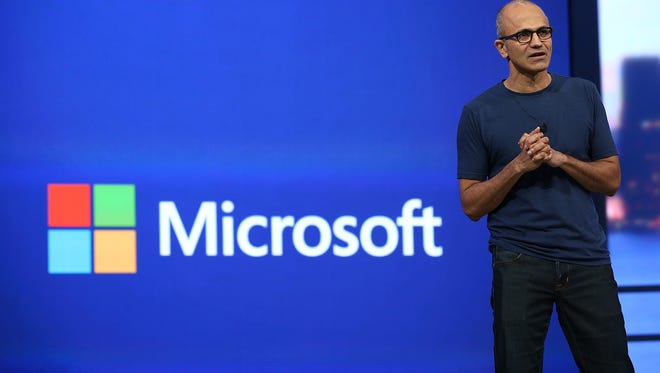 Microsoft CEO Satya Nadella delivers a keynote address during the 2014 Microsoft Build developer conference on April 2, 2014 in San Francisco, California.