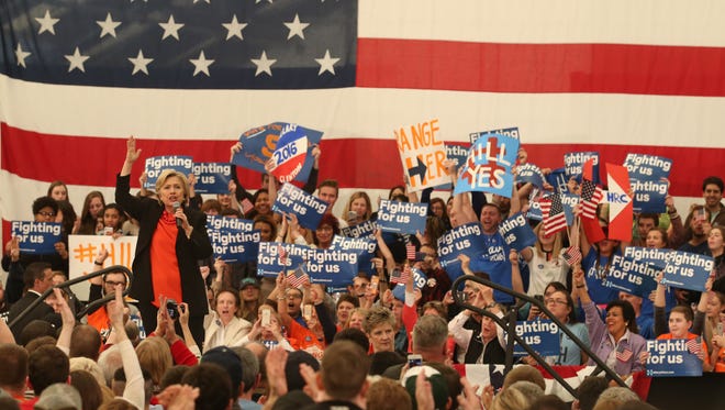 Hillary Clinton brings her supporters to their feet.