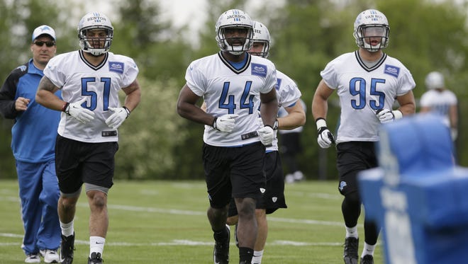 Detroit Lions linebackers work out in Allen Park on May 16, 2014.