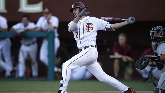 Florida State junior third baseman Dylan Busby hit the game-winning homerun during the eighth inning of the Seminoles 9-8 victory over Pacific on Friday evening at Dick Howser Stadium.