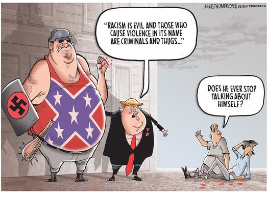 Trump condemns racist violence...two days too late.