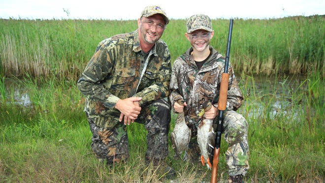 Jason, left, and TJ Fici, 13, of Macomb participated in their third youth duck hunt on Harsens Island this past weekend. “We have only been hunting waterfowl for a few years, but we enjoy the variety of hunting areas the Harsens Island Unit has to offer,” Jason Fici said.