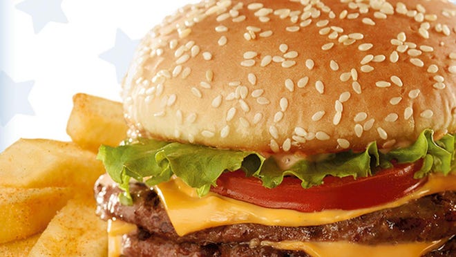 Free for veterans and active military on Veteran’s Day, Red Robin double burger.
