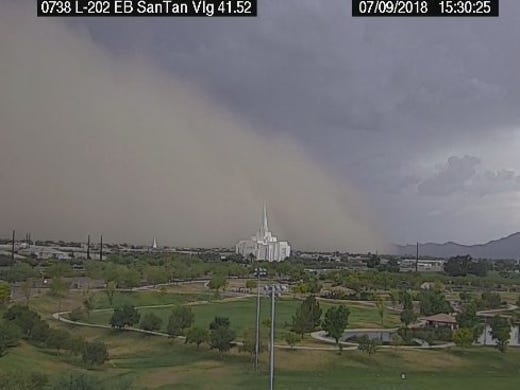 A dust storm overtakes the Gilbert Mormon Temple on