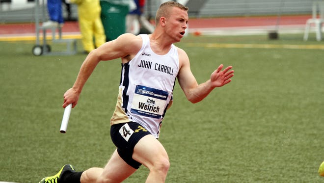 Oak Harbor graduate Cole Weirich earned all-region status on the 4x100 relay at John Carroll.