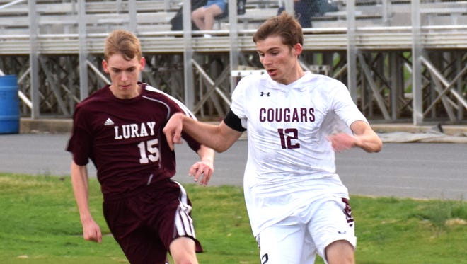 Stuarts Draft's Jon Paul Rader, right, was named Shenandoah District boys soccer player of the year.