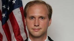 The campaign photo of Nathan Larson, an admitted pedophile and white supremacist running for a House seat representing Virginia's 10th Congressional District.