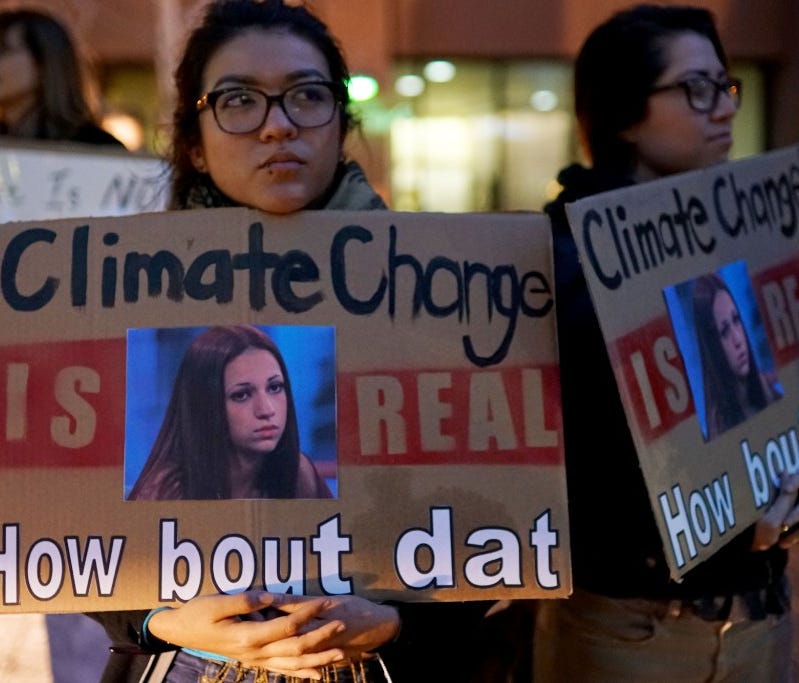 Protesters after the Senate confirmed climate change skeptic Scott Pruitt to head the EPA, San Diego, Feb. 21, 2017.