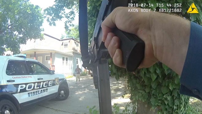 This image taken from a Vineland police officer's body cam shows the scene shortly before 37-year-old Rashaun Washington was fatally shot on July 14 in Vineland.