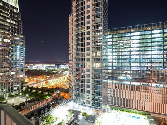 Encore condominiums offer views of the downtown Nashville