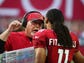 Arizona Cardinals Bruce Arians talks to Larry Fitzgerald