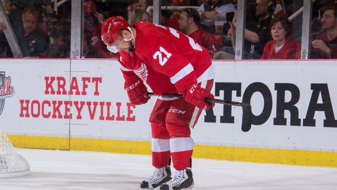Detroit left wing Tomas Tatar takes a moment after missing a good scoring chance late in the third period.         Tatar scored twice but the Wings lost Game 6 5-2 to the Lightning Monday at Joe Louis Arena.