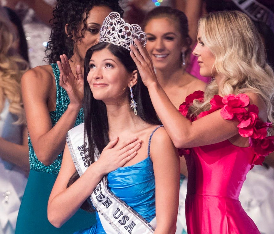 Sophia Dominguez-Heithoff wins the 2017 Miss Teen USA pageant on Saturday, July 29, 2017 at the Phoenix Symphony Hall in Phoenix, Ariz. (Via OlyDrop)