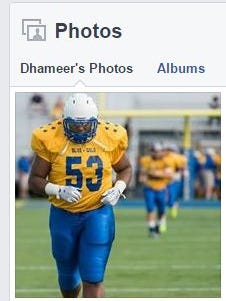 Dhameer Madison of the New Castle area, shown in his Blue-Gold football photo on his public Facebook page, was stabbed Sunday by a football teammate at Albright College in Reading, Pennsylvania, the Associated Press reported Monday.