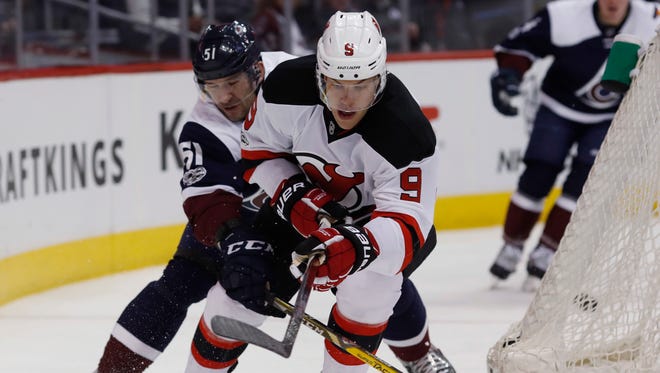 “I want to win the Stanley Cup. I want to do that here," said Devils winger Taylor Hall (9). "I want to do that on whatever team I’m on. That was my goal in Edmonton and it didn’t happen and now I’m here so that’s what I’m here to do.”