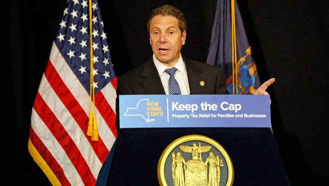 Governor Andrew M. Cuomo speaks about the property tax cap during a "Keep the Cap" event at the Nyack Center, June 3, 2015.