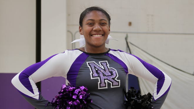 The 2016 Westchester/Putnam Cheerleader of the Year, New Rochelle's Ade Cornelius, posing at New Rochelle High School.
