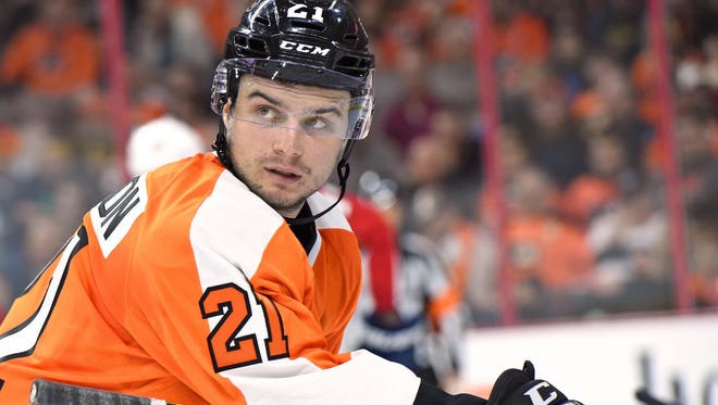 Scott Laughton played four games at left wing before returning to center Saturday night.