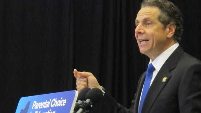 Gov. Andrew Cuomo at a May 17 rally.
