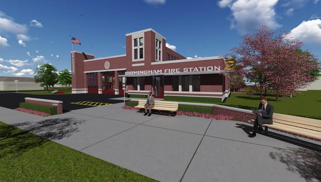 A rendering of the new Chesterfield Fire Station in Birmingham.