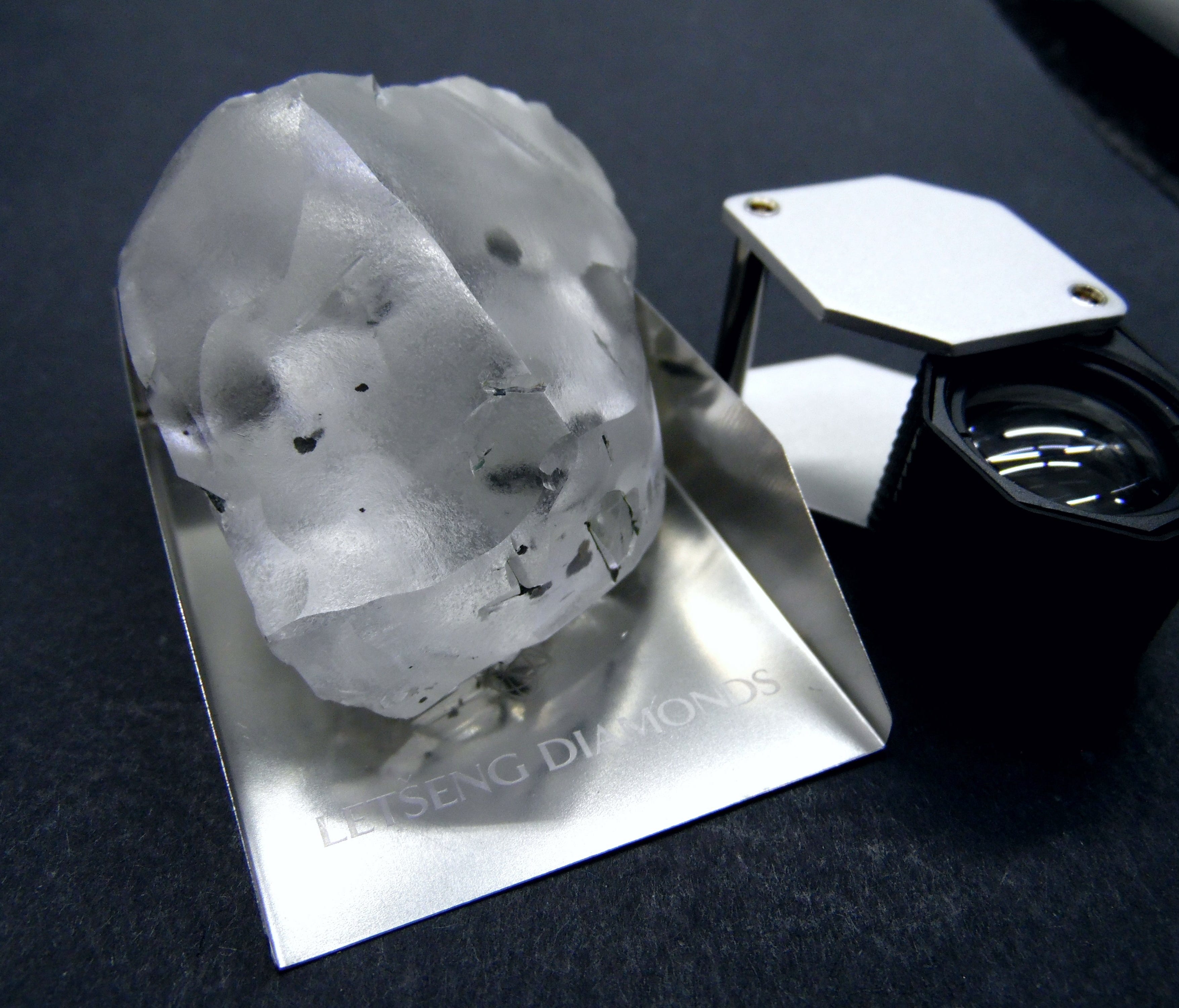 This handout photo from Gem Diamonds shows what's believed to be the world's 5th biggest diamond ever found, a 910-carat stone found in Lesotho's Letseng mine.