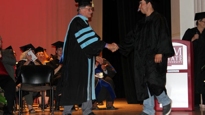 NMSU Carlsbad President John Gratton congratulated graduates during Friday's ceremony.