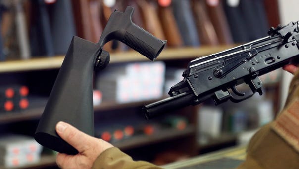 A 'bump stock' device that fits on a semiautomatic