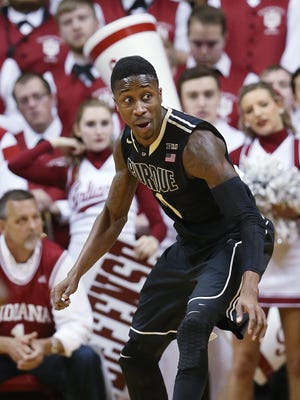 This is the face Purdue Boilermakers guard Jon Octeus makes after a monster dunk in the second half over Indiana. Indiana hosted Purdue at Assembly Hall on Thursday, February 19, 2015.