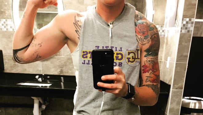 Sage Fisher captures a photo of himself to post on Instagram. "Changes are happening," writes Sage. "Slowly but surely. Reinventing myself for myself."