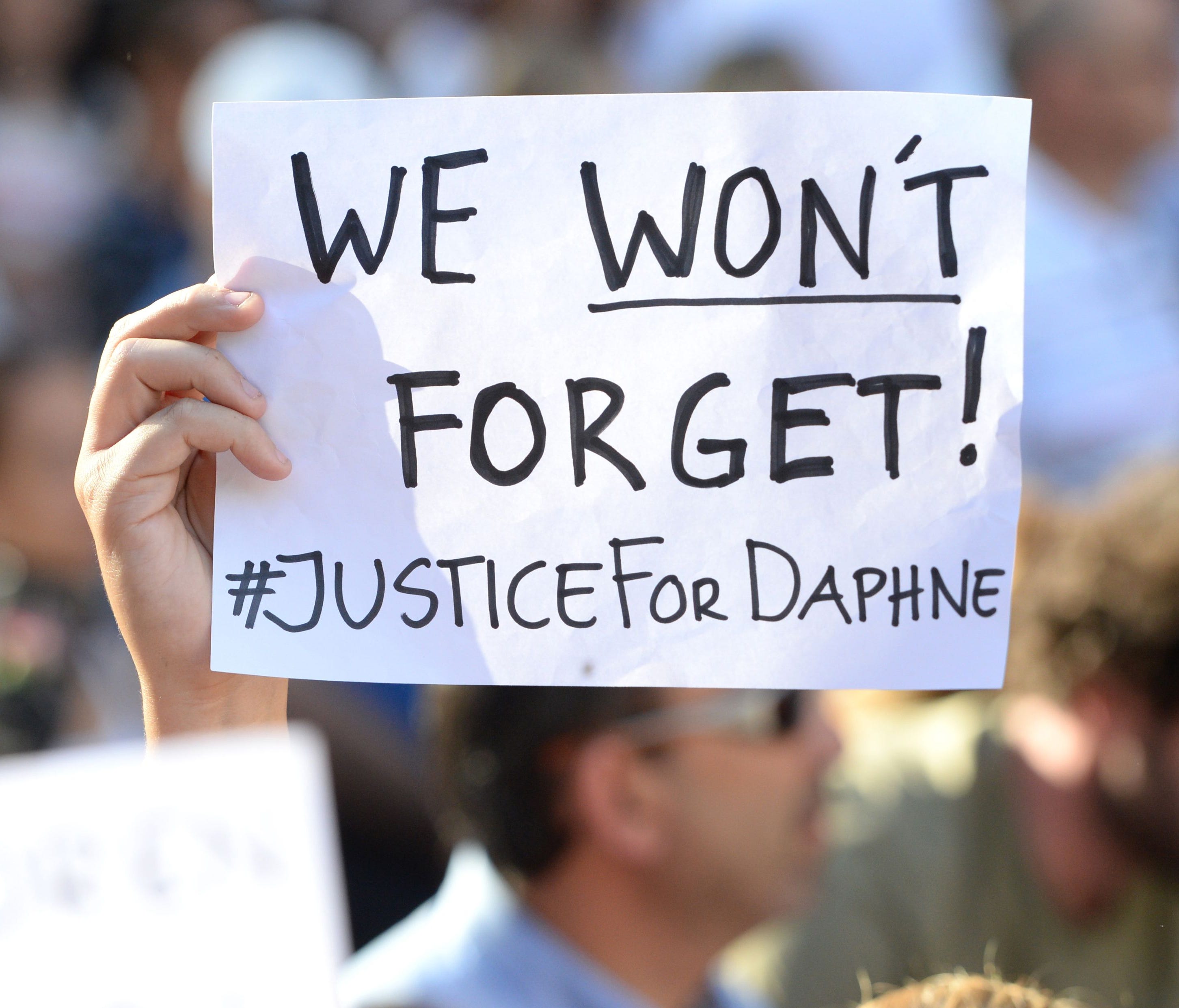 A rally for murdered journalist Daphne Galizia in Valletta, Malta, on Oct. 22, 2017.