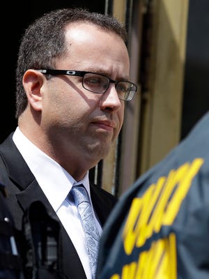 Former Subway restaurant spokesman Jared Fogle leaves the federal courthouse Aug. 19, 2015, in Indianapolis.