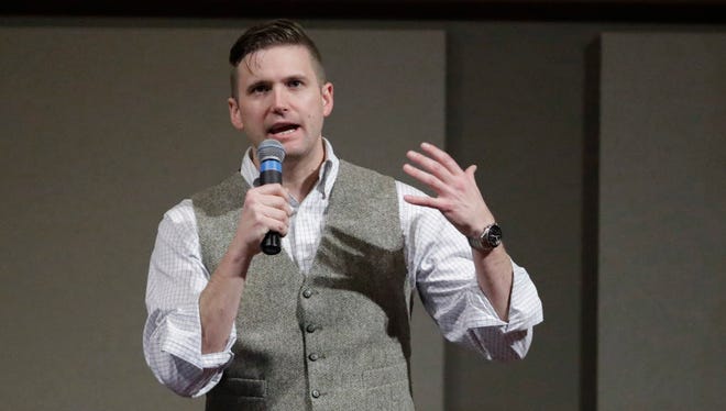 Richard Spencer, a white nationalist, speaks at the Texas A&M University campus on Oct. 18, 2017.